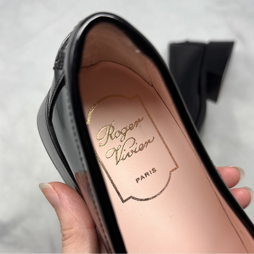 NEW Roger Vivier Viv Rangers Patent Leather Chunky Block Heel Flat Loafer Shoes - Picture 9 of 14